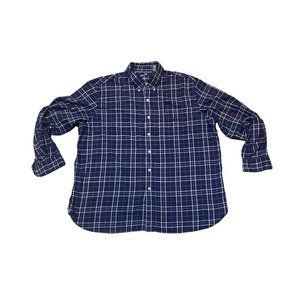 Chaps Size 2XB Stretch Easy Care Twill Blue Plaid Button Down Shirt